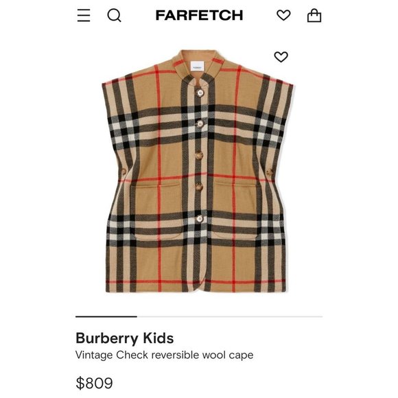 Burberry Kids reversible wool cape Medium - Picture 4 of 9